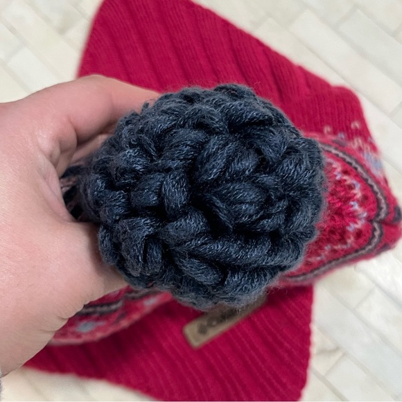 Columbia Kids' Pink Knit Pom-Pom Hat with Ear Flaps - Picture 6 of 7